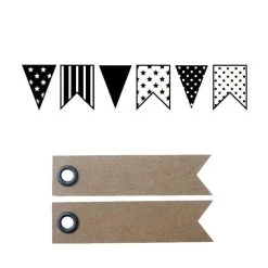 Bon marché 🎁 AUCUNE Tampon Bois Fanions + 20 étiquettes Kraft Fanion 🎁