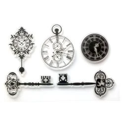 Tout neuf 😉 Boutique D'isacrea Tampon Transparent 5 Tampons En Silicone Transparent Motifs : Clés Anciennes Montre à Gousset Horloge 👏